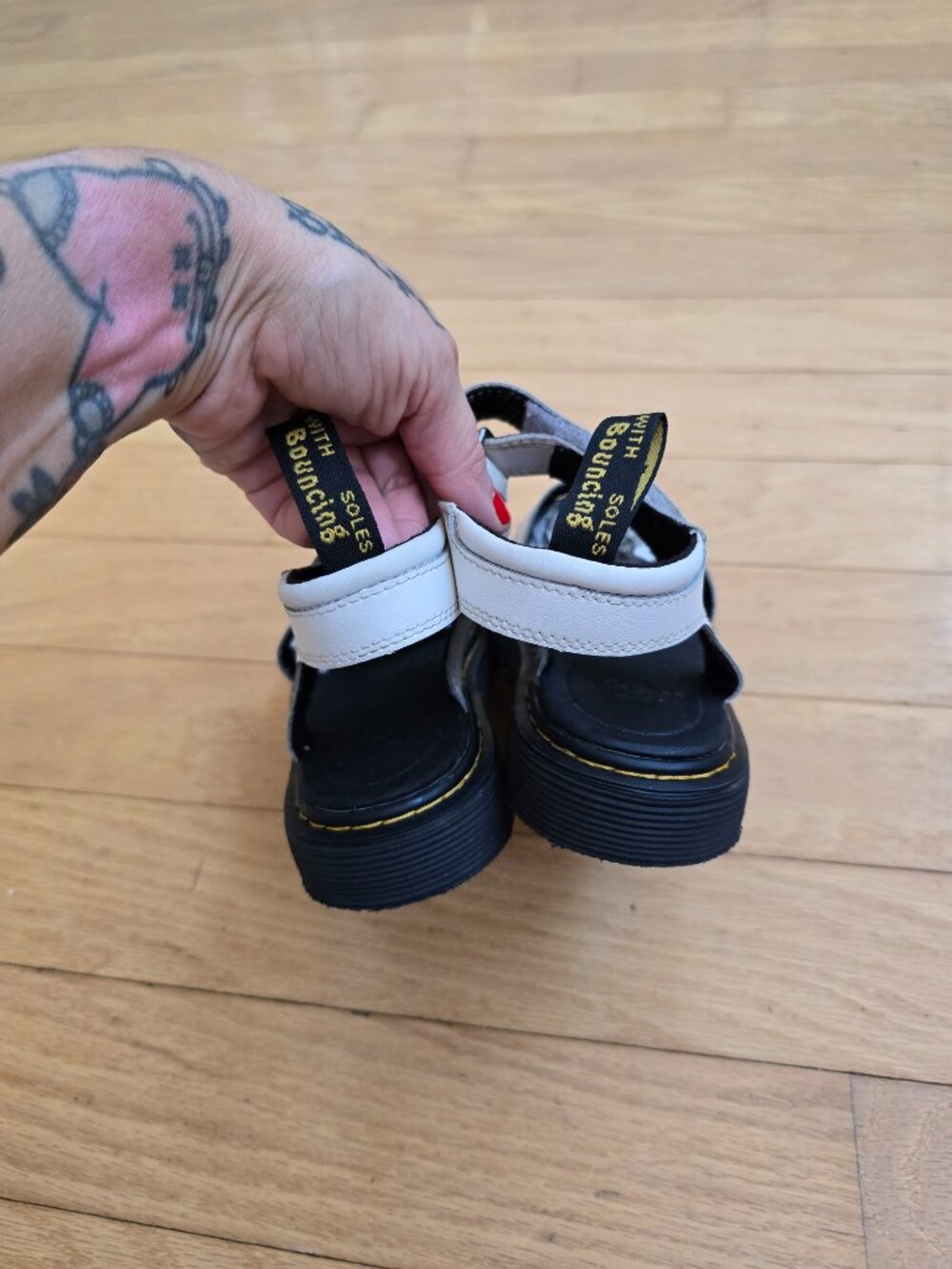 Dr Martens | Klaire J white hydro leather strappy platform sandals | KIDS 3 - Picture 6 of 9